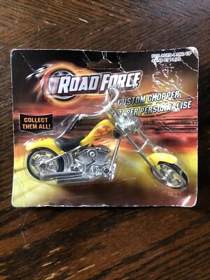 Road Force Motorcycle Custom Chopper Toy Yellow Flame  1:18 Scale New/Sealed - Image 1 of 4
