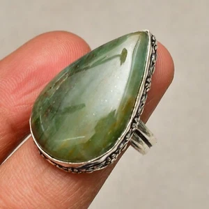 Green Aventurine  Gemstone 925 Sterling Silver Handmade Jewelry Ring Size 8.5 - Picture 1 of 6