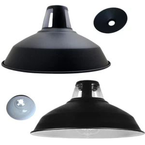 Pantalla de lámpara Pantalla de lámpara de techo Metal Vintage Negro Ø30cm para lámpara colgante - Imagen 1 de 28