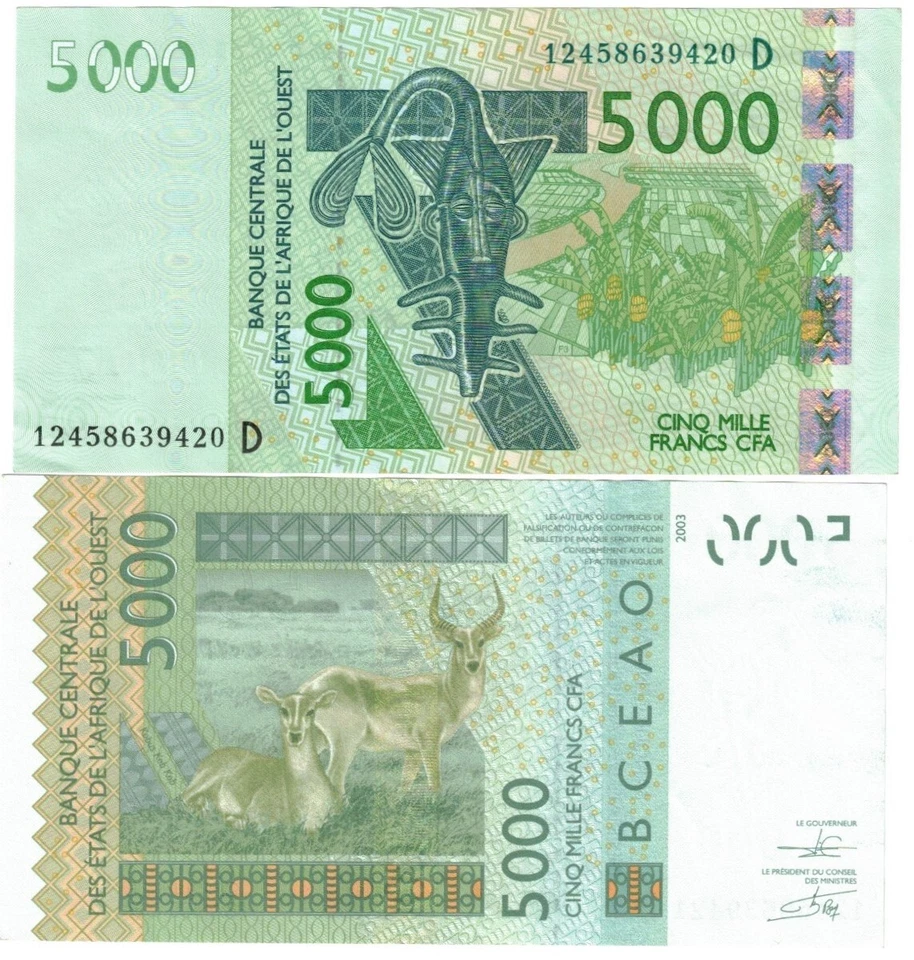 Mali 5000 Francs CFA 2003 (2012) aUNC (D) West African - Image 1 of 1