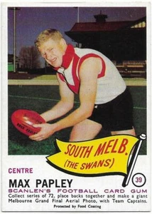 1966 Scanlens (39) Max PAPLEY South Melbourne ::/ - Picture 1 of 2