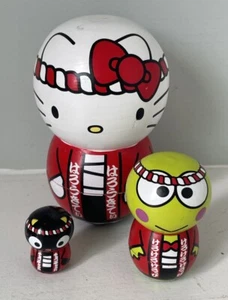 Hello Kitty Sanrio 3 Piezas Madera 4" Muñecas Anidación Keroppi Rana Chococat Matroyshka - Imagen 1 de 9