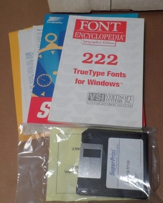 Vintage Software: SuperPrint & Font Encyclopedia Sealed 3.5" Floppies w/Manuals - Image 1 of 4