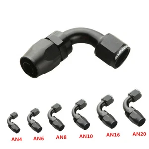 90 Degree Aluminum Swivel Hose End Fitting Adapter AN4 AN6 AN8 AN10 AN16 AN20 - Picture 1 of 62
