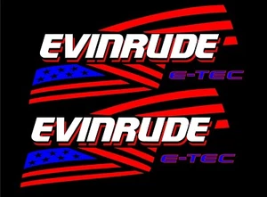 2 - 15" Evinrude flag graphics ETEC Outboard decals marine vinyl - Picture 1 of 1
