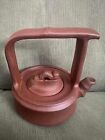 Fine Old Chinese Yixing Ceramic Pottery Teapot Tea Pot Round Bamboo Over Handle