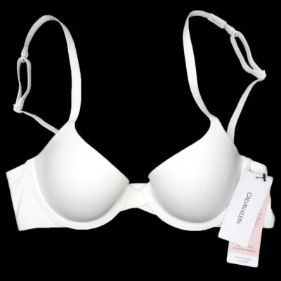 NUEVO Sujetador Calvin Klein Cobertura Completa Ligeramente Forrado F3837-100 Con Aros Blanco 32A Foto 1 de 4