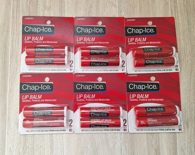 Bálsamo labial Chap Ice cereja 12 tubos em 6 pacotes de 2 - Imagem 1 de 4