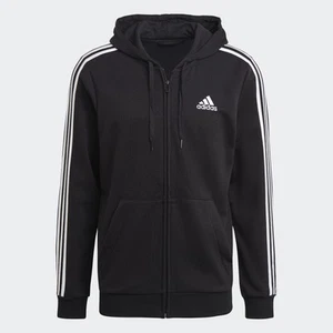 adidas men Essentials French Terry 3-Stripes Full-Zip Hoodie - Picture 1 of 13