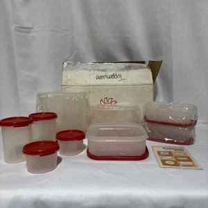 Vintage neu Tupperware 9 Teile mit Deckel #1619 #1605 orange Oberteile mit Box verschiedene Größen - Bild 1 von 11