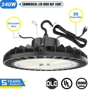 Commercial LED High Bay Light 240W Dimmable Warehouse Workshop Ceiling UFO Lamp - Picture 1 of 10