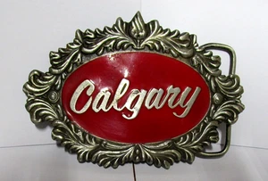Captain Hawks Sky Patrol & Novelty Co CALGARY Hebilla de Cinturón 1977 EE. UU. De Colección Rojo - Imagen 1 de 2