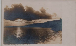 PUESTA DE SOL EN EL GOLFO DE PARIA FOTO REAL POSTAL TRINIDAD AÑOS 1910 RPPC - Imagen 1 de 2