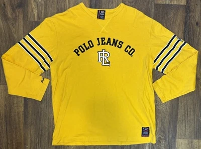Vintage Amarillo Polo Jeans Co por Ralph Lauren Cuello Redondo Sudadera/Jersey M RARO Foto 1 de 4