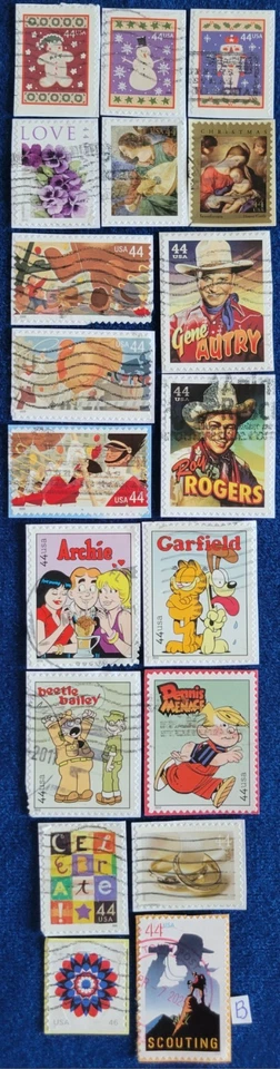 US Stamps Assorted Lot of 18 All Different 44 Cent Used On Paper Fun - Image 1 of 1