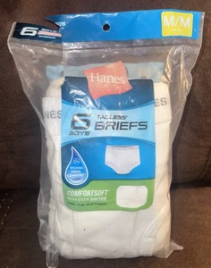 Hanes Boys Briefs White 6-Pk Med 10-12 Tagless Cool Comfort Fabric NEW - Picture 1 of 2