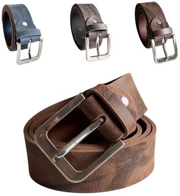 QIVEE Echt Leder Gürtel 4 cm Herren Damen Ledergürtel bis 115 cm Kürzbar Jeans Schwarz