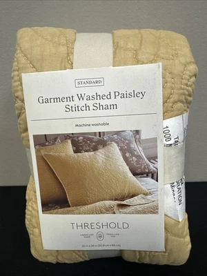 Threshold Wheat Garment Washed Paisley Stitch Quilted Standard Pillow Sham - Image 1 of 2
