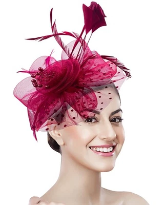 Fascinator para mujer Borgoña Foto 1 de 2