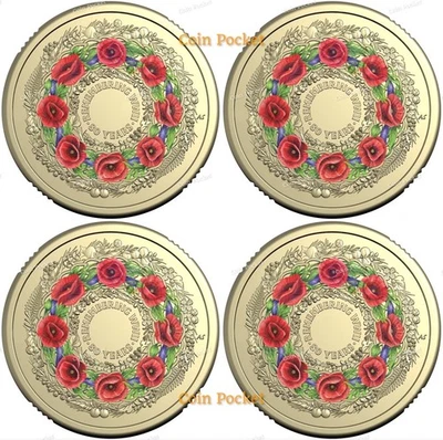 PREVENTA 4x Moneda Color Recuerdo Segunda Guerra Mundial 2025 Recordando Segunda Guerra Mundial Australia Foto 1 de 4