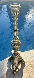 Vintage Berman Gold-Harz Barock-Stil Kerzenhalter schwer 37 1/4" T x 13" W - Bild 1 von 16