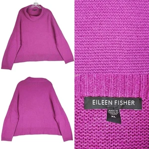 Eileen Fisher Sweater Womens XL Wool Alpaca Yak Blend Pullover Knit Magenta - Picture 1 of 8