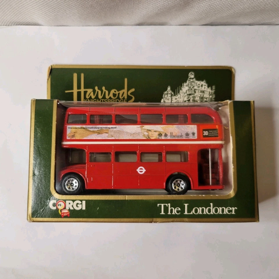 Vintage Red Corgi London Bus Die Cast The Londoner At Harrods Knights Bridge - Image 1 of 4