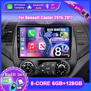 Per Renault Captur 2015-17 Android 14 Autoradio GPS DAB+HDMI 4G 6G+128GB - Foto 1 di 18