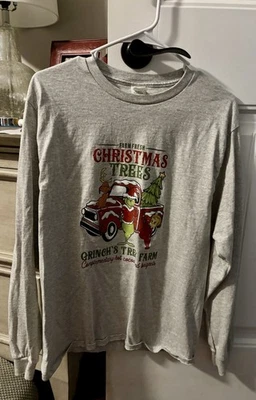 Camiseta Mujer Grinch Navidad Manga Larga Talla Mediana Gris Usada en Excelente Condición Foto 1 de 4