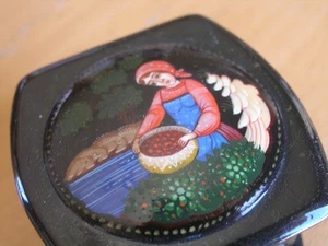 Vintage handbemalte russische Lackdose signiert vom Künstler Russland Ernteszene - Bild 1 von 12