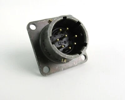 Amphenol PT02C12-8PW Mil Electrical Circular Connector Plug Sz 12 8POS Gold - Image 1 of 2