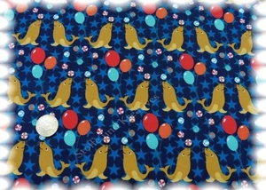Circus Seal Stretch-Jersey dunkel blau Hilco Shirtstoff Seehund Zirkus 50 cm - Bild 1 von 1