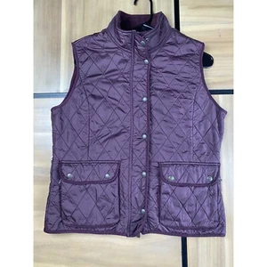 Eddie Bauer Quilted Puffer Vest Burgundy Nylon Fleece Lined Women's M - Picture 1 of 6