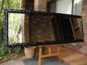 Large Full Length Wall Mirror Ornate Gloss Black Petal Frame 2Mx77cm - Picture 1 of 5
