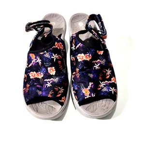 Bzees Damen-Plateausandalen Blumenmuster Keilabsatz blau Größe 10W - Bild 1 von 9