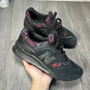 New Balance 997 HXB Black Red Plaid Suede Shoes Women's Size 8.5 MINT - Picture 1 of 9
