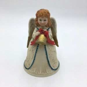 Christmas Angel Bell Homco #5105 Vintage Original Sticker Ivory Red Green Gold - Picture 1 of 6