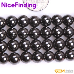 Natural Black Hematite Loose Stone Beads For Jewelry Making Strand 15" - Picture 1 of 39