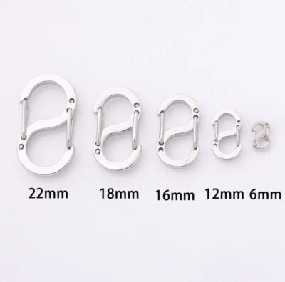 1-10 PCS Mini Carabiner Camping Hiking Hook Chain Key S-Ring Lock Clip Holder - Image 1 of 3