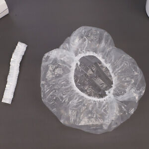 100Pcs/set Disposable Shower Cap Plastic Waterproof Headgear Hotel Hair  ~~