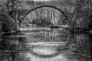 Black And White Devils Bridge Forest Large Wall Art Framed Canvas Picture 20x30"