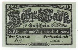 GERMANY GERA 100 MARK 1919 EMERGENCY MONEY NOTGELD UNC - Picture 1 of 2
