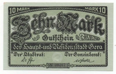 GERMANY GERA 100 MARK 1919 EMERGENCY MONEY NOTGELD UNC - Image 1 of 2