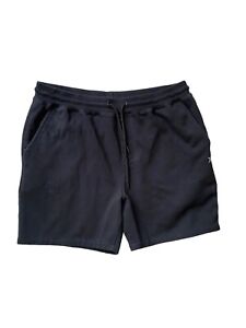 Hurley Terry Cloth Jogger Shorts Mens Large Black 6" Inseam Elastic Waist Preppy
