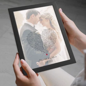 Recuerdo de aniversario de boda personalizado para él o ella, letra de canción impresión regalo - Imagen 1 de 7