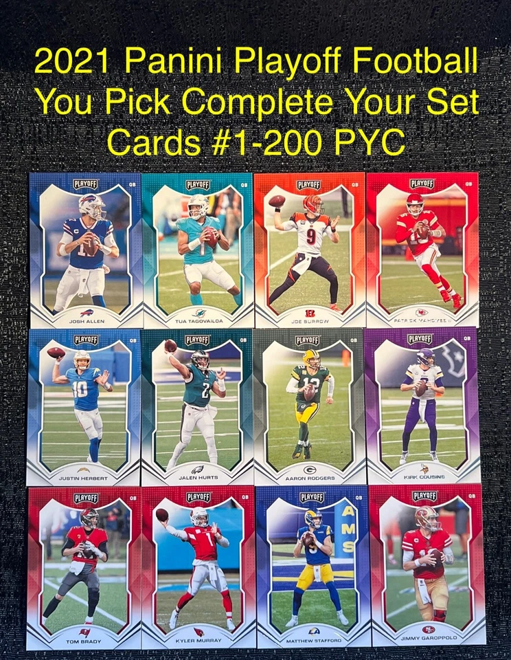 2021 PANINI PLAYOFF FOOTBALL BASE YOU PICK COMPLETE YOUR SET CARD #1-200 PYC - Image 1 of 1