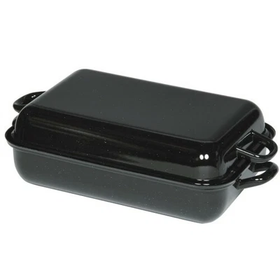 Riess Emaille Bräter mit Deckel schwarz 44 cm Bratreine 37/26 Auflaufform - Bild 1 von 4