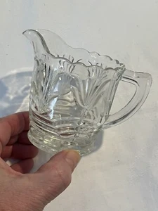 VINTAGE CLEAR GLASS SMALL CROWN CRYSTAL? MILK/CREAMER JUG - 9.5 CMS HIGH - Picture 1 of 11