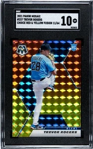 2021 Panini Mosaic #237 Trevor Rogers RC SGC 10 Choice Red & Yellow Fusion /64 - Picture 1 of 2