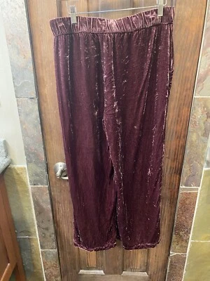 Eileen Fisher Magenta Purple Dark Velvet Tapered Ankle Pants Sz S/P Lagenlook - Image 1 of 4